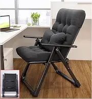 [Quooyong] Reclining Office Chair Comfortable Desk Chair Adjustable Lazy Boy Office Chair Ergonomic Office Chair for Home Office Gaming (Black,with Waist Pillow)