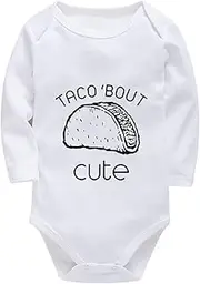 [WOOYONGING] Taco 'Bout Cute New Born Boy Baby Clothing Long Sleeve Bring Baby Home Outfit Newborn for Girls White Girl Infant