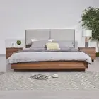 Myles MDF Bed Frame with Fabric Upholstered Headboard Foam Padding LED Light