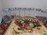 Glass Spice Jars W/ Metal Lids Storage Bottles Containers Lot Of 8 New
