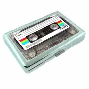 Vintage Cassette Silver Metal Cigarette Case Wallet