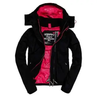 【Superdry】Superdry Original Windcheater極度乾燥 連帽防風夾克 外套 女款 黑桃紅(網眼內襯)