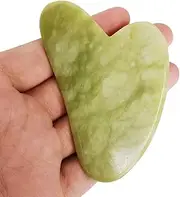 Scraping Facial Massage Tools, Crystal Jade Guasha Stone Board for SPA Acupuncture Therapy Trigger Point Treatment(Green Jade)