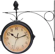 Double Sided Clock Clock Wall Retro Clocks Double Sided Hanging Vintagedecor Iron Home Outdoor Station Roundgarden Train Large Walls