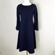 Isabella Oliver Natalia Kick Dress Bell Sleeve Navy Blue Maternity Size 3 = US 8
