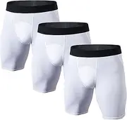 [Generic] Men Sport Long Boxer Brief Running Workout Fitness Shorts Compression Underwear for Men Athletic Short, White-pc3, XX-Large