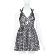 ALICE MCCALL Dust to Glory black eyelet overlay halter mini dress UK8 S