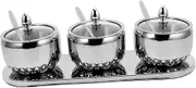 Alipis 1 Set Box Condiment Pot Spice Jar with Visible Lid Spoon Base for Easy Kitchen Storage Seasoning Canisters for Salt Sugar and Pepper