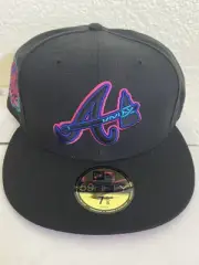 Atlanta Braves-New Era Hat Club Fitted Hat-7 5/8-Black CyberPunk 40th Anny.