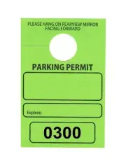 Parking Permit Hang Tags, 3 1/8 X 4 3/4, Grn, Num 0300-0349, Hole - PK/ 50 Tags
