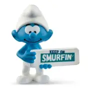 NEW! Schleich Smurfs Smurf with Sign Keep on Smurfin' Figure