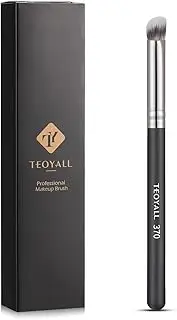 TEOYALL Angled Under Eye Concealer Brush, Dense Synthetic Mini Concealer Brush Nose Contour Brush for Bronzer Liquid Foundation Cream Powder (370)