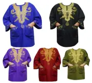 African Blouse Rayon Brocade Top Men Dashiki Shirt Women Shirt Caftan 1Size Plus