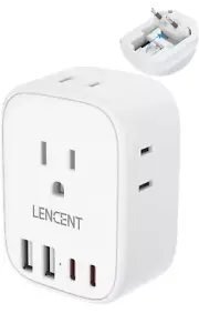 European Travel Plug Adapter, LENCENT International Type-C Foldable Power Plug