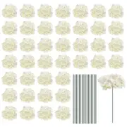 Silk Hydrangea Flowers, White Artificial Flowers for Wedding 64 Set