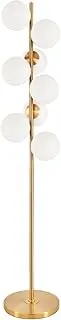 8-Light Mid Century Modern Gold Floor Lamp,LED Standing Lamp with Frosted Glass Shade and Bulbs Included,with Foot Switch G9 Living Room Bedroom House Reading Office Home Decor Dining (Matte Gold)