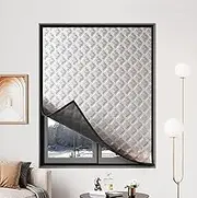 Warm Windproof Cotton Drapes Keep Cold Out Soundproof Blanket Easy Installation Graphene Window Cover Thermal Kit(148 cmx150 cm)