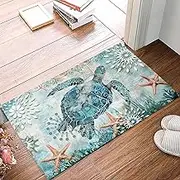 Watercolor Sea Turtles Door Mat Indoor Outdoor Non-Slip Rubber Entrance Mats Rugs for Bathroom/Front Doormat(Ocean Animal)