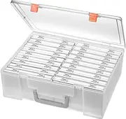 Photo Storage Box 4x6, 18 Inner Extra Large Organizer Acid-Free Photo Keeper Storage Case, Plastic Craft Storage Box for Stickers Stamps Seeds (Clear, 18 Boxes)