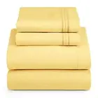 Size Sheets - 4 Piece Bed Sheet Set, Hotel Luxury Double Queen Mellow Yellow