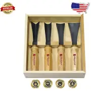 Professional Wood Carving Tools - 4-Piece Chisel Set with Ergonomic Handles