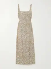 [Costarellos] Costarellos - Harper Sequined Tulle Maxi Dress - Gold - FR 36 FR 36 Gold