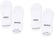[Cozy Earth] Essential Ankle Socks for Women and Men – Ultra-Soft 70% Mercerized Cotton Socks 2 Pack Set – Breathable Seamless Toe – Blister Cushion, Heel & Arch Support - Large White, White