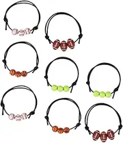 8pcs Sports Charm Bracelet for Hoops Fans Baseball Tennis Rugby Teen Adult Size