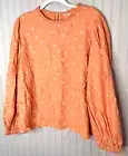 A New Approach Women TOP XXL Boho Chic Orange White Peasant Ruffle Keyhole NEW