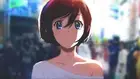 Anime brunette blue eyes short hair crowds frontal view Play Gaming Mat Desk