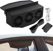 Car Exhaust Fan, Solar Powered Auto Ventilator, 1200mAh USB Rechargeable Vent Fan, Power Air Circulation System, Ideal for Trucks, Sedans, Vehicle Purifier Use, 23x7x11.5cm