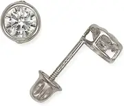 [JewelryWeb] 14k White Gold 4mm Round CZ Simulated Diamond Screw Back Earrings Stud Earring for Women