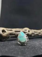 Native American Zuni Inlay sleep Beauty Turquoise Ring Size 6.5