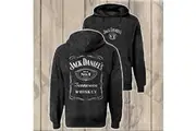 Jack Daniel's Label Mineral Wash Front and Back Print Pull-Over Hoodie