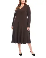 Karen Kane Plus Size Kate V Neck Midi Travel Dress