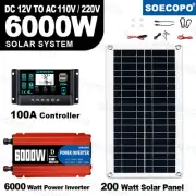 6000W-Solar Panel Set Solar Power Inverter Generator 100A Home 110V Grid SystTG