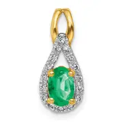14k Yellow Gold 1/10 Ct. Lab Grown Diamond VS/SI+ G+ and Lab Created Emerald Pendant