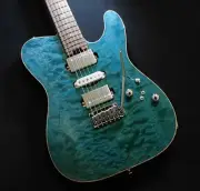 Kz Guitar Works Kz TL Trad 22 HSH9 Non-Pickguard See-Through Emerald Blue Sound