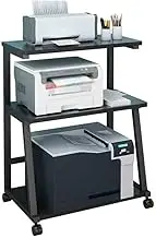 Printer Table Floor Standing Three-Layer Movable Printer Storage Rack Office Copying Home Multifunctional Storage and Organizing Storage Rack Printer Shelf(Black)