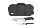 3pc Chef Starter Knife Set Black Bag & Victorinox 15cm Cook & 20cm Knives