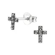 Kid's Silver Cross Stud Earrings