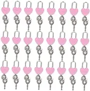 DOITOOL 24pcs Diary Lock Cord Lock Love Lock Padlock Bulk Lock with Key Lash Vintage Lock Bin Padlock ’ Door Diary Padlock Hand Padlock with Padlocks with Code Laptop Cases Keys Pink Alloy