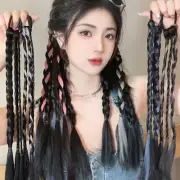 2X Women Colorful Wig Braid Double Ponytail Girls Twist braid Hiphop​ wig braid