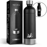 Aqualit Seal® Stainless Steel Bottle - Water Bottle for Water Carbonators Compatible with Aarke Carbonator 3, Philips GoZero, Sodapop Cooper, Brita SodaONE - 1 Litre Sparkling Water Dishwasher Safe