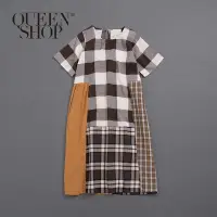 在飛比找蝦皮商城優惠-Ｑｕｅｅｎ Ｓｈｏｐ【01083915】女裝 不規則格紋拼接