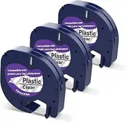 3 Pack Replacement for DYMO LetraTag Refills Clear Plastic Label Tape 16952 Compatible with Dymo Letratag Label Maker LT-100H LT-100T LT-110T QX50 XR XM 2000, Black on Clear, 12mm x 4m (1/2" x 13')