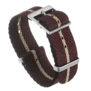 One-piece Watch Band 18mm Width Slip-Thru Nylon Watch Strap for Men, Red Khaki