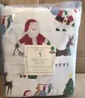 Pottery Barn Kids Queen Size Organic Flannel Jolly Santa Sheet Set Christmas NWT