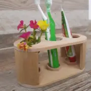Bathroom Storage Holder Wooden Bamboo Toothbrush Toothpaste Shampoo Organizer