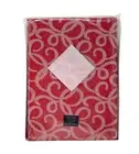 WATERFORD 70" x 84" Christmas Holiday Ribbon Crimson Red & White Tablecloth NEW